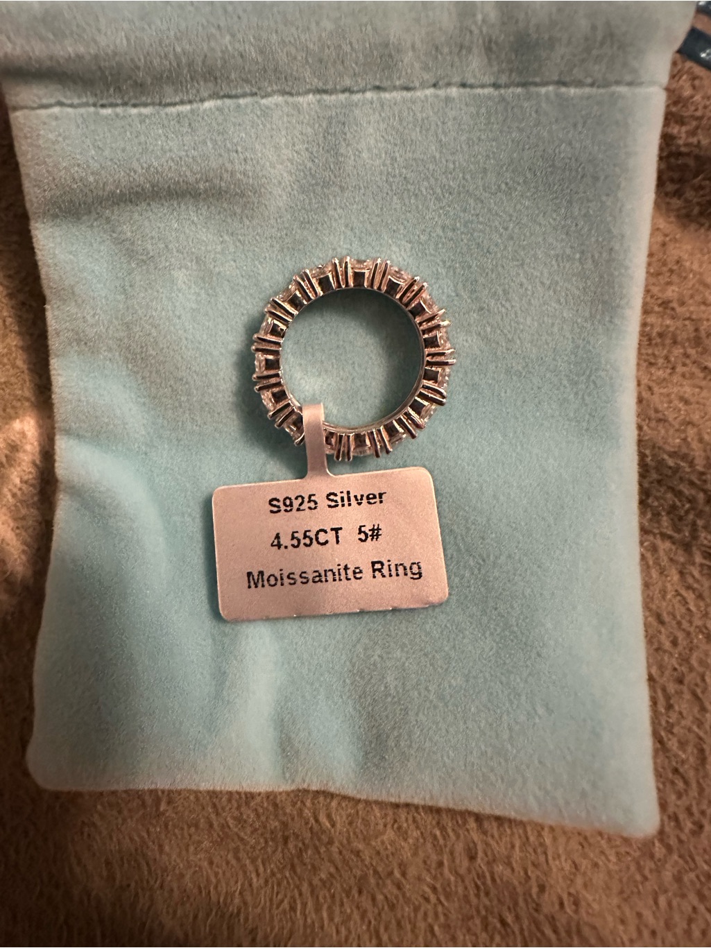 Sterling Silver Moissanite Eternity Band 4.55ct - Silver